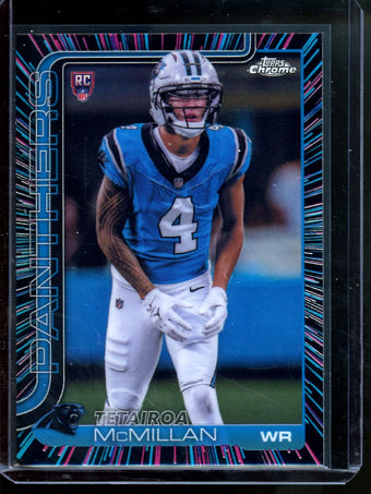 compare product 2025 Topps Chrome Tetairoa McMillan Neon Pulse Refractor Rookie Panthers