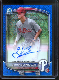 2025 Bowman Chrome Griffin Burkholder Blue Mojo Autograph /150 Phillies