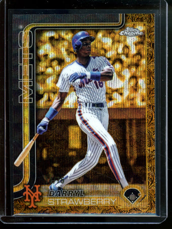 compare product 2025 Topps Chrome Darryl Strawberry Wave Refractor /75 Mets B