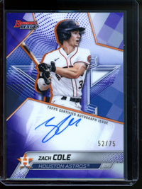 2025 Bowmans Best Zach Cole Purple Autograph Refractor /75 Astros