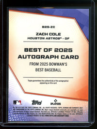 2025 Bowmans Best Zach Cole Purple Autograph Refractor /75 Astros