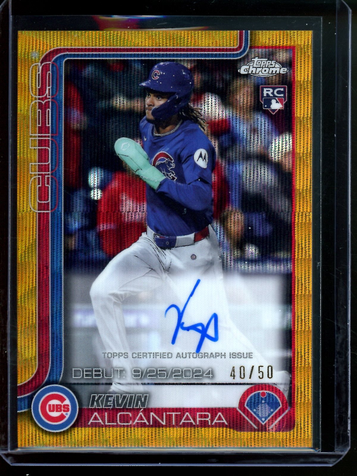 2025 Topps Chrome Kevin Alcantara Gold Rookie Autograph /50 Cubs