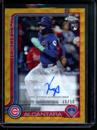 2025 Topps Chrome Kevin Alcantara Gold Rookie Autograph /50 Cubs