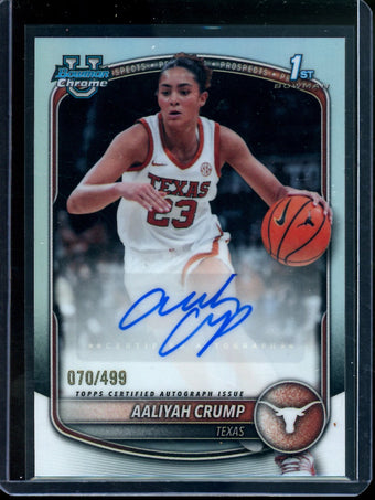 compare product 2025 Bowman Chrome Aaliyah Crump Refractor Autograph /499 Texas