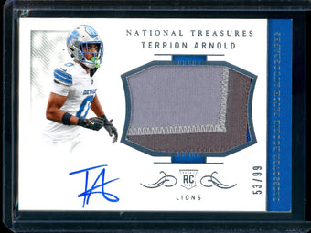 compare product 2024 Panini National Treasures Terrion Arnold Crossover Rookie Patch Autographs /99 Lions