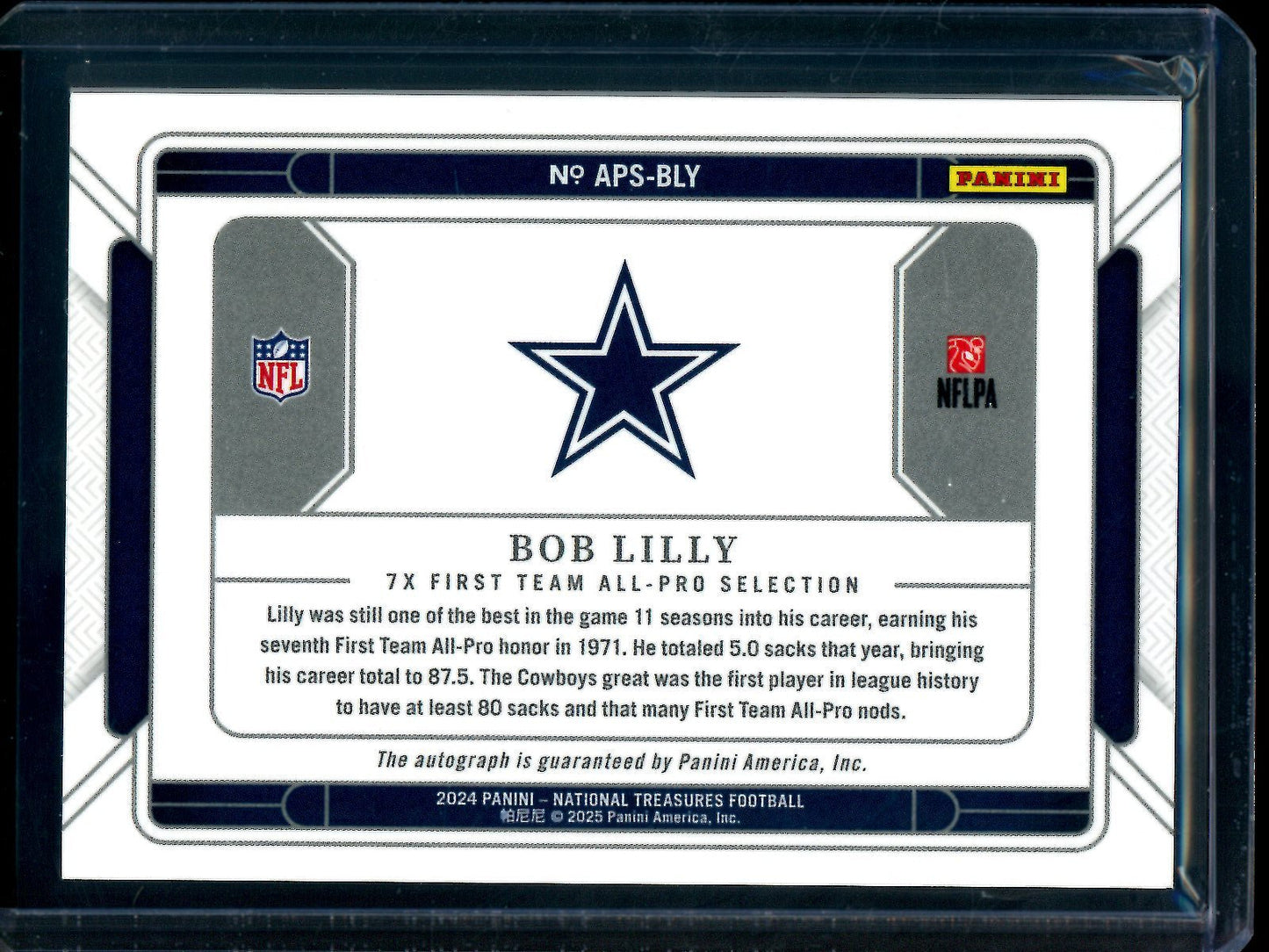 2024 Panini National Treasures Bob Lilly All-Pro Signatures /99 Cowboys