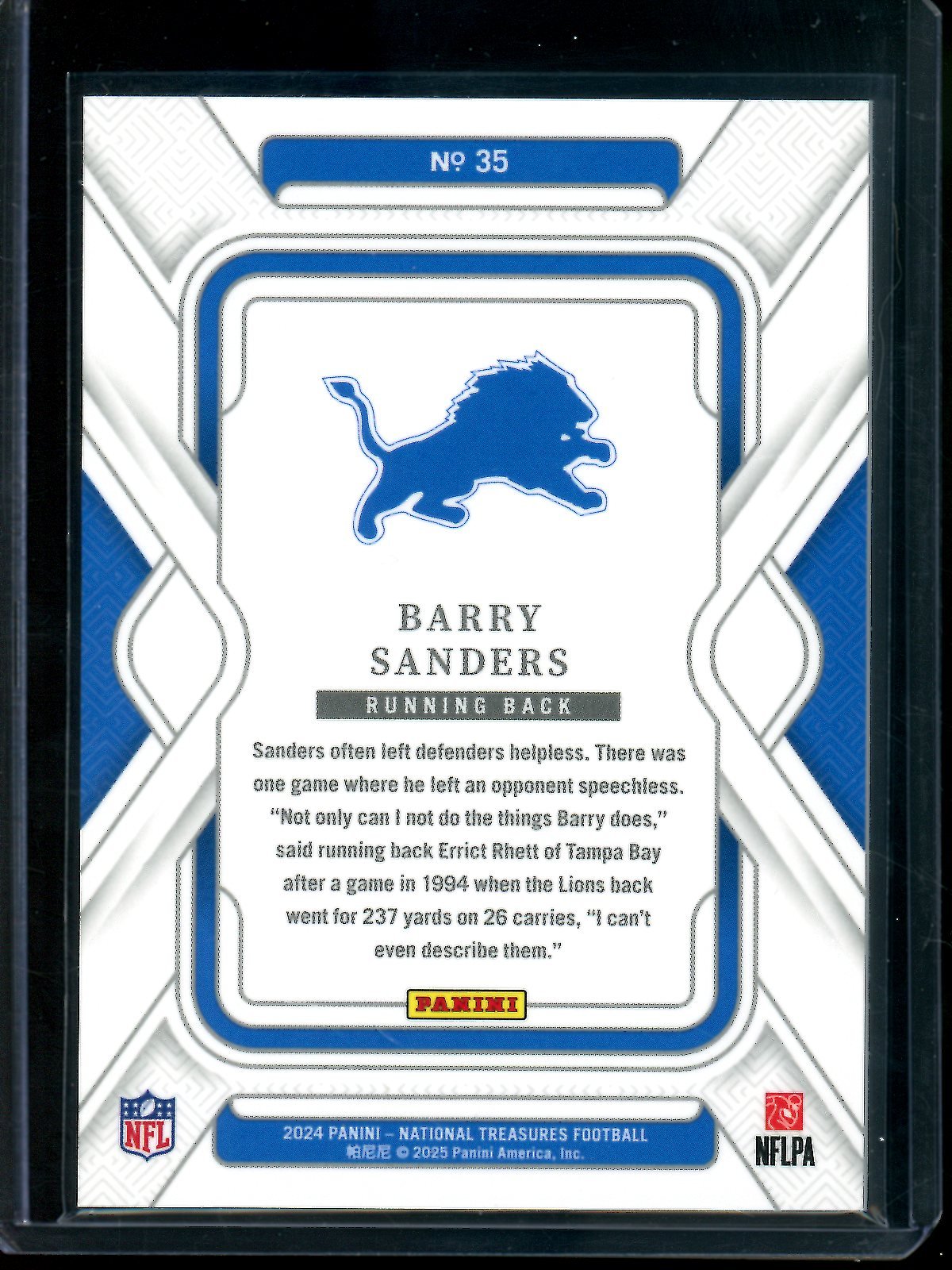 2024 Panini National Treasures Barry Sanders /75 Lions
