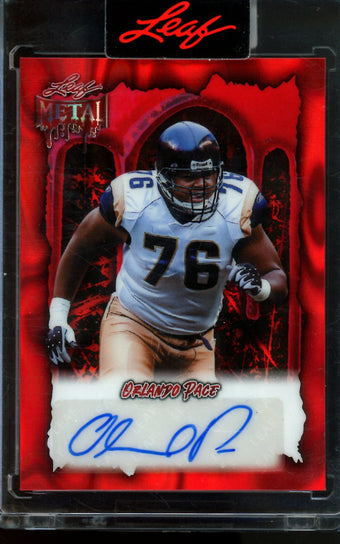 compare product 2025 Leaf Metal Orlando Pace Red Autograph Encased /13 Rams