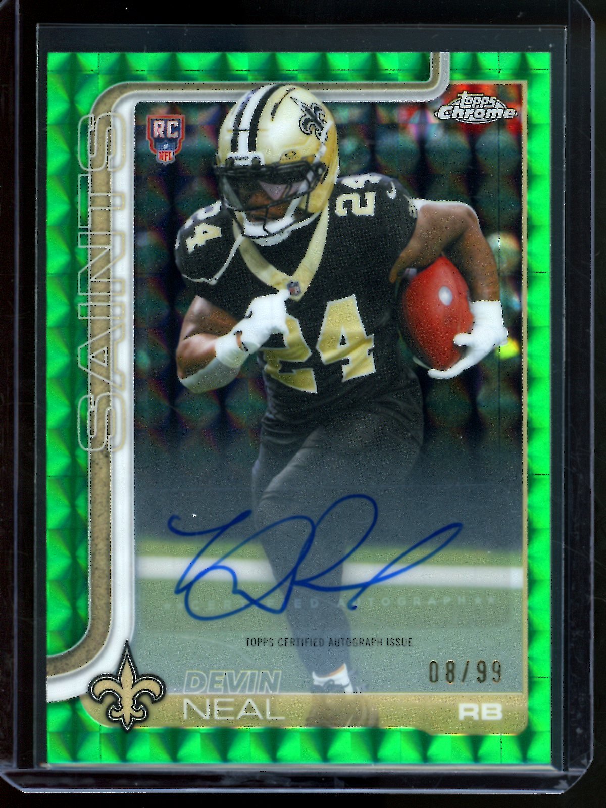 2025 Topps Chrome Devin Neal Green Geometric Autograph /99 Saints