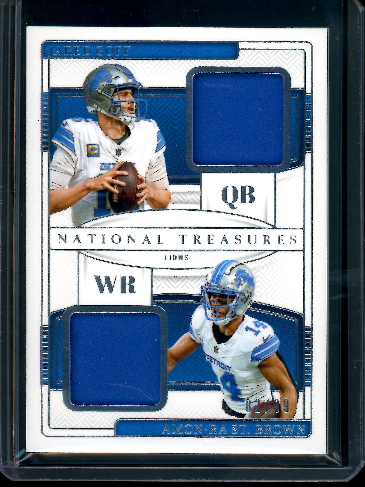 2024 Panini National Treasures Jared Goff / Amon-Ra St. Brown NFL Gear Combo Lions
