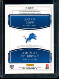 2024 Panini National Treasures Jared Goff / Amon-Ra St. Brown NFL Gear Combo Lions