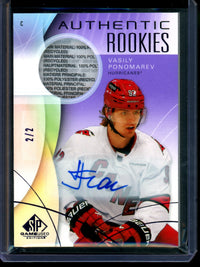 2025 Upper Deck SP Game Used Vasily Ponomarev Authentic Rookie Patch Autographs /2 Hurricanes
