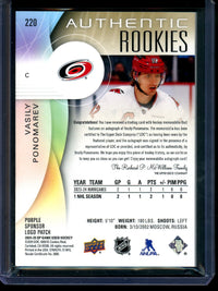 2025 Upper Deck SP Game Used Vasily Ponomarev Authentic Rookie Patch Autographs /2 Hurricanes