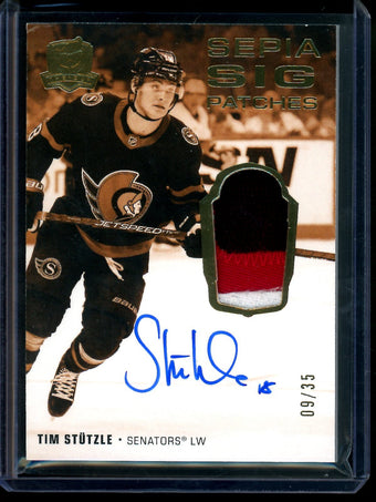 compare product 2023 Upper Deck The Cup Tim Stutzle Sepia Sig Patches /35 Senators