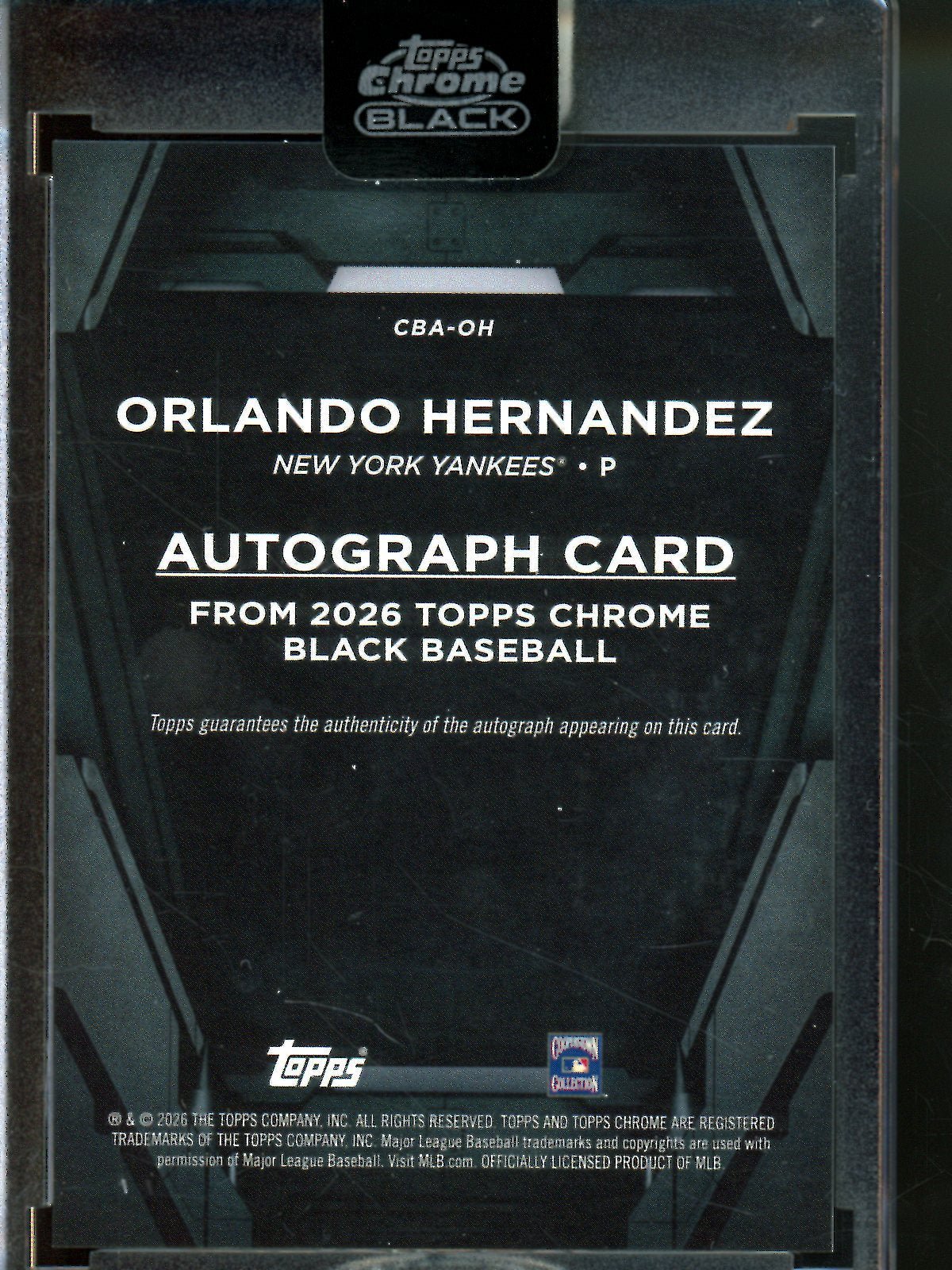 2026 Topps Black Orlando Hernandez Sealed Autograph Yankees