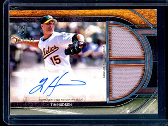 compare product 2025 Topps Museum Collection Tim Hudson Dual Swatch Autograph /199 Athletics