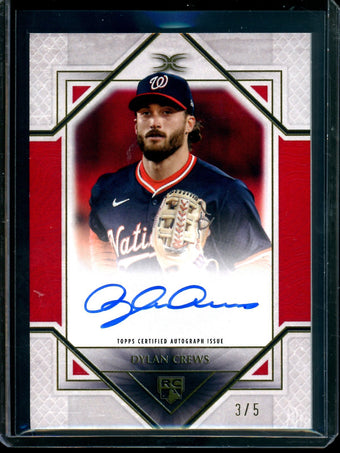 compare product 2025 Topps Definitive Dylan Crews Rookie Autograph Red /5 Nationals