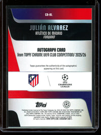 2026 Topps Chrome Julian Alvarez Orange Refractor Autograph /25 Atletico De Madrid