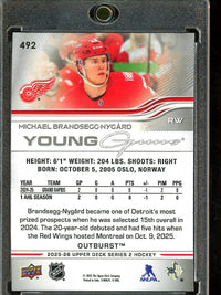 2025 Upper Deck Series 2 Michael Brandseggnygard Young Gun Outburst Rookie Detroit Redwings