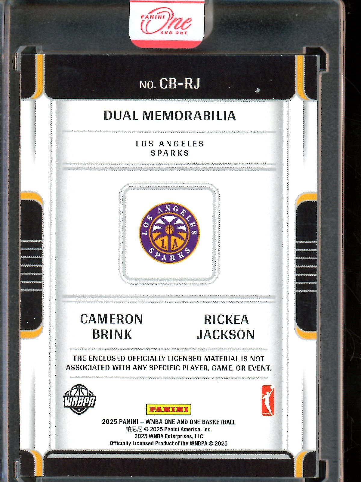 2025 Panini One and One Cameron Brink / Rickea Jackson Dual Memorabilia /49 Encased Sparks