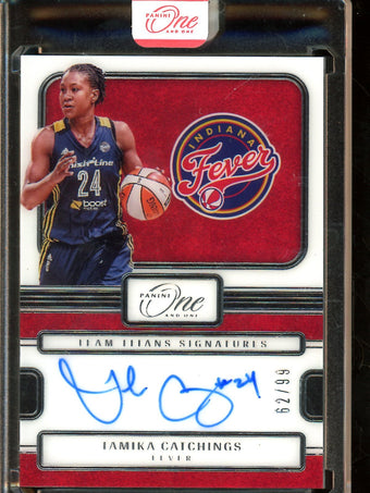 compare product 2025 Panini One and One Tamika Catchings Team Titans Signatures /99 Encased Fever
