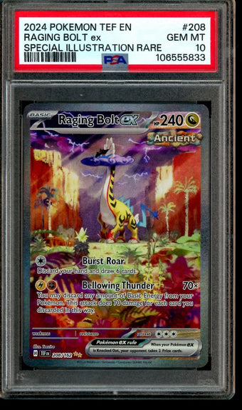 compare product 2024 Pokemon Temporal Forces Raging Bolt EX 208/162 PSA 10