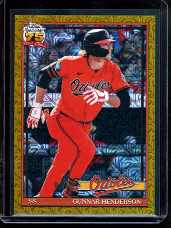 compare product 2026 Topps Chrome Gunnar Henderson Mojo Gold /50 Orioles