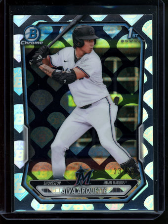 compare product 2026 Bowman Chrome Aiva Arquette Bowman Refractor 1st SP /35 Marlins