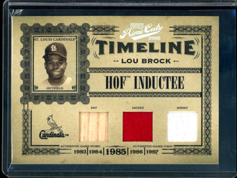 compare product 2005 Panini Prime Cuts Lou Brock Timeline HOF Inductee Triple Relic /5 Cardinals