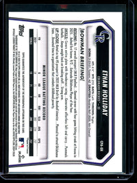 2026 Bowman Chrome Ethan Holliday Blue Refractor 1st Autograph /150 Rockies