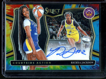 compare product 2025 Panini Select Rickea Jackson Courtside Action Tie Dye Autograph /25 Sparks