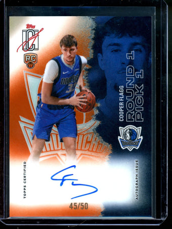 compare product 2026 Topps Signature Class Cooper Flagg Rookie Class Autograph Orange /50 Mavericks