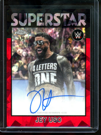 compare product 2026 Topps Sapphire Jey Uso Red Sapphire Autograph 1986 /5