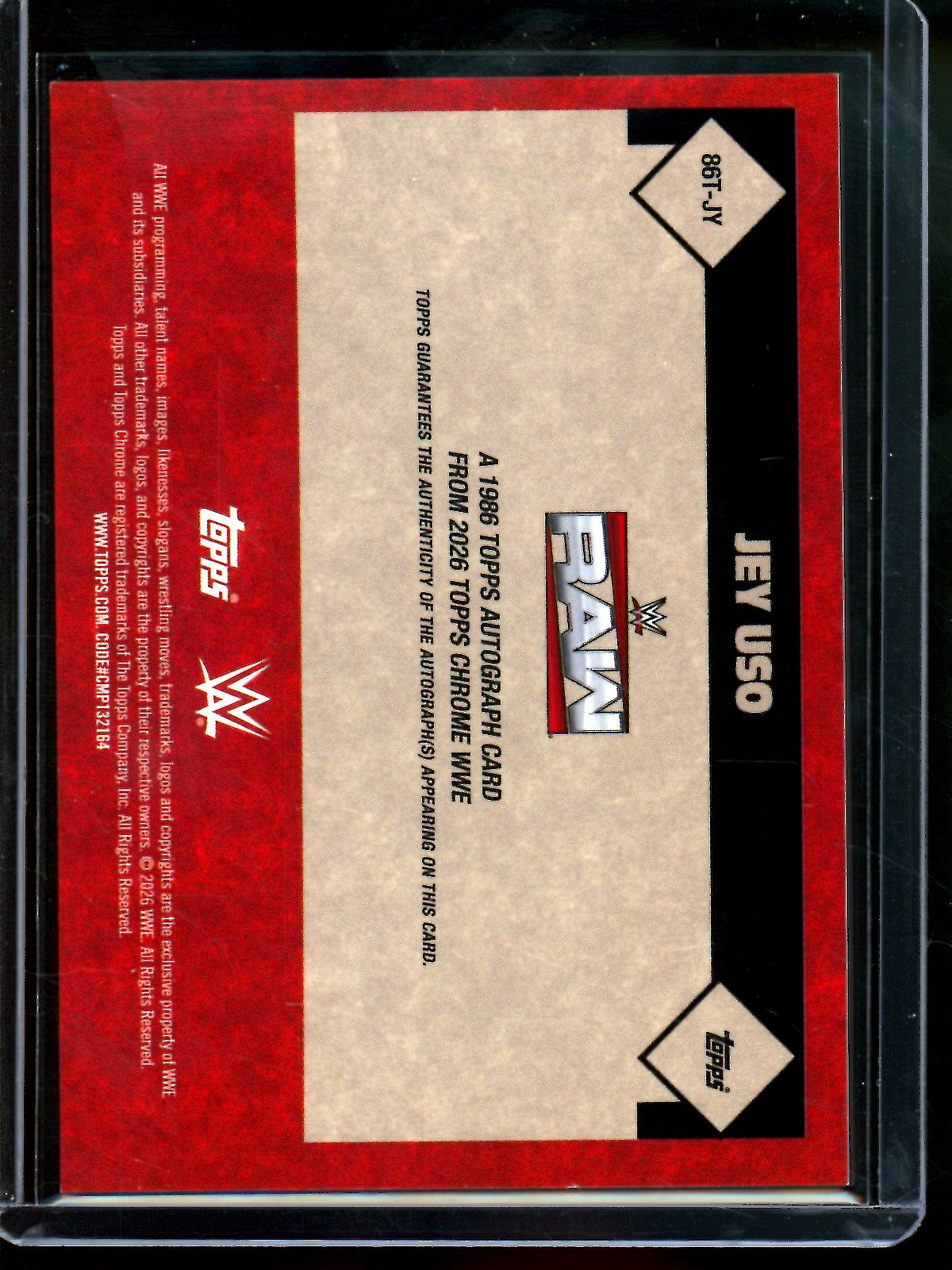 2026 Topps Sapphire Jey Uso Red Sapphire Autograph 1986 /5