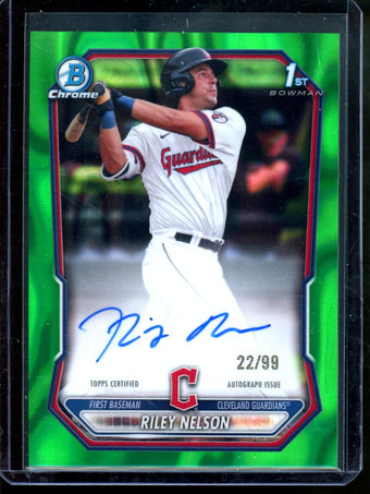 compare product 2026 Bowman Chrome Riley Nelson 1st Bowman Green Lava Autograph /99 Guardians