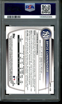 2025 Bowman Draft Bryce Cunningham Green Grass Refractor /99 PSA 9 Yankees