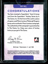 2008 In The Game Superlative Mario Lemieux Jersey Autograph Sealed 1 of 50 Penguins