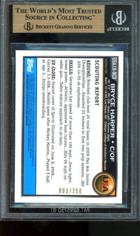 2010 1st Bowman Bryce Harper Blue Refractor #003/250 BGS 9.5 Phillies