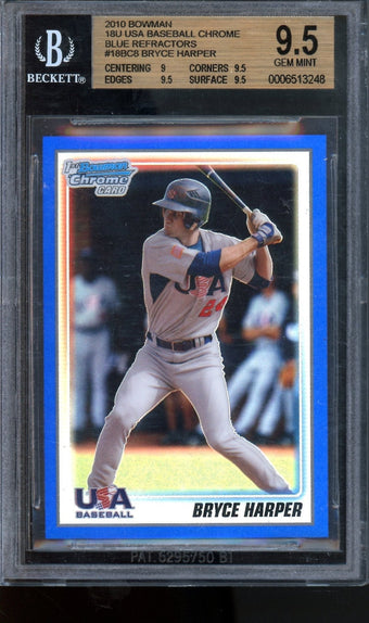 compare product 2010 1st Bowman Bryce Harper Blue Refractor #003/250 BGS 9.5 Phillies
