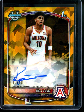 compare product 2025 Bowman U Sapphire Koa Peat Gold Refractor Autograph /50 Arizona