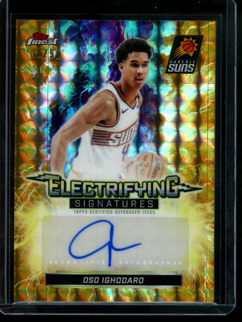compare product 2026 Topps Finest Oso Ighodaro Electrifying Signatures Gold Geometric /50 Suns