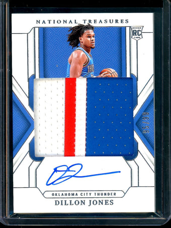 compare product 2025 Panini National Treasures Dillon Jones Rookie Patch Autograph /99 Thunder