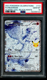 2021 Pokemon Celebrations Reshiram Classic Collection Black/White 113/114 PSA 10