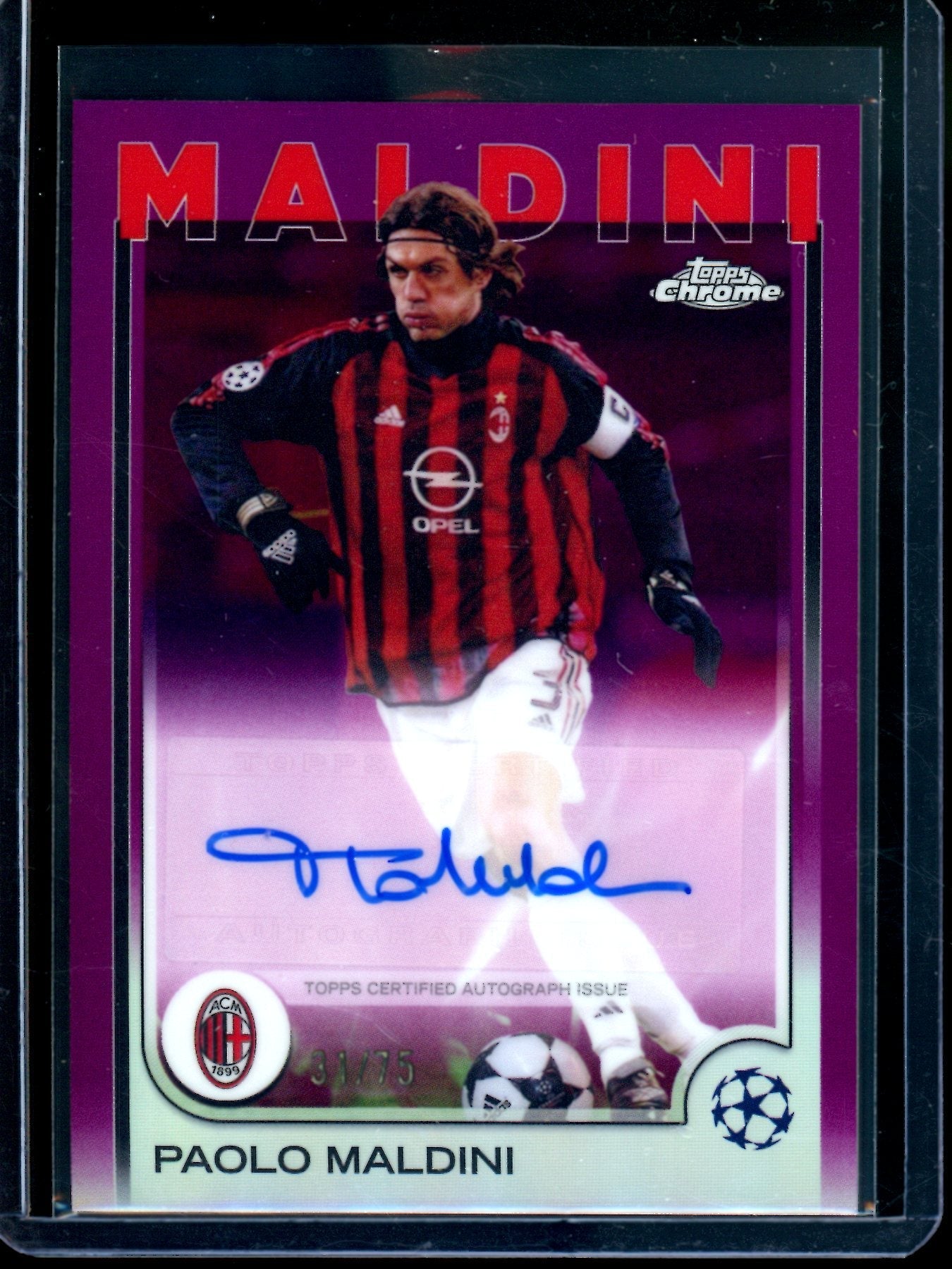 2025 Topps Chrome Paolo Maldini Purple Refractor Autograph /75 AC Milan