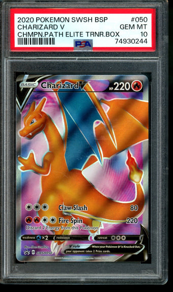 compare product 2020 Pokemon Champions Path Charizard V SWSH050 PSA 10