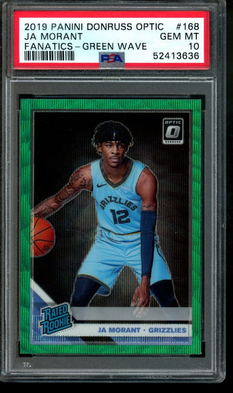 compare product 2019 Panini Optic Fanatics Ja Morant Green Wave Rated Rookie PSA 10 Grizzlies / Trailblazers