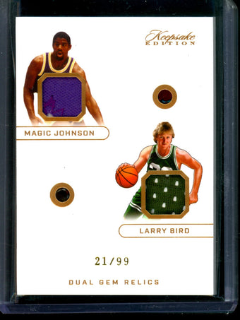 compare product 2024 Keepsake Edition Magic Johnson / Larry Bird Dual Diamond Relic /99 Lakers / Celtics