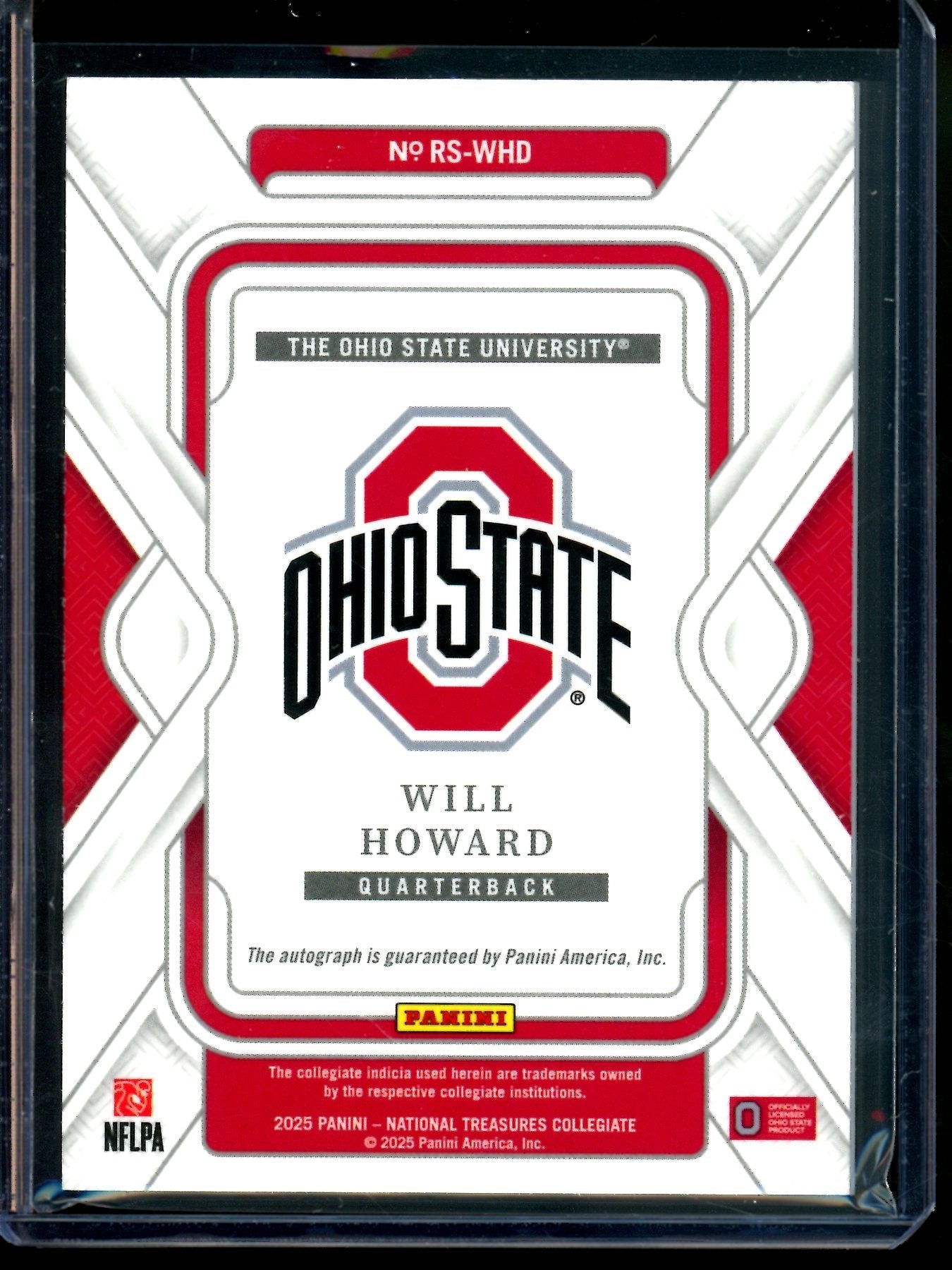 2025 Panini National Treasures Will Howard Rookie Autograph /49 Ohio State