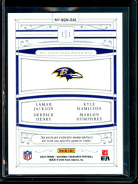 2025 Panini National Treasures Jackson / Henry / Hamilton / Humphrey NFL Gear Quad Materials /99 Ravens