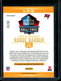 2025 Panini Prizm Ronde Barber Hall Of Fame Autograph /50 Buccaneers